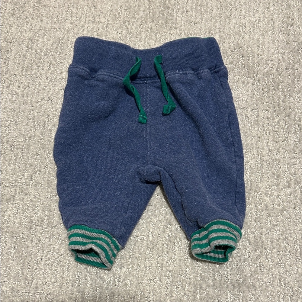 Baby Boden Blue Joggers with Green Accents